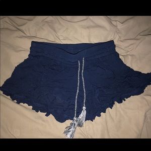 Blue ruffle shorts